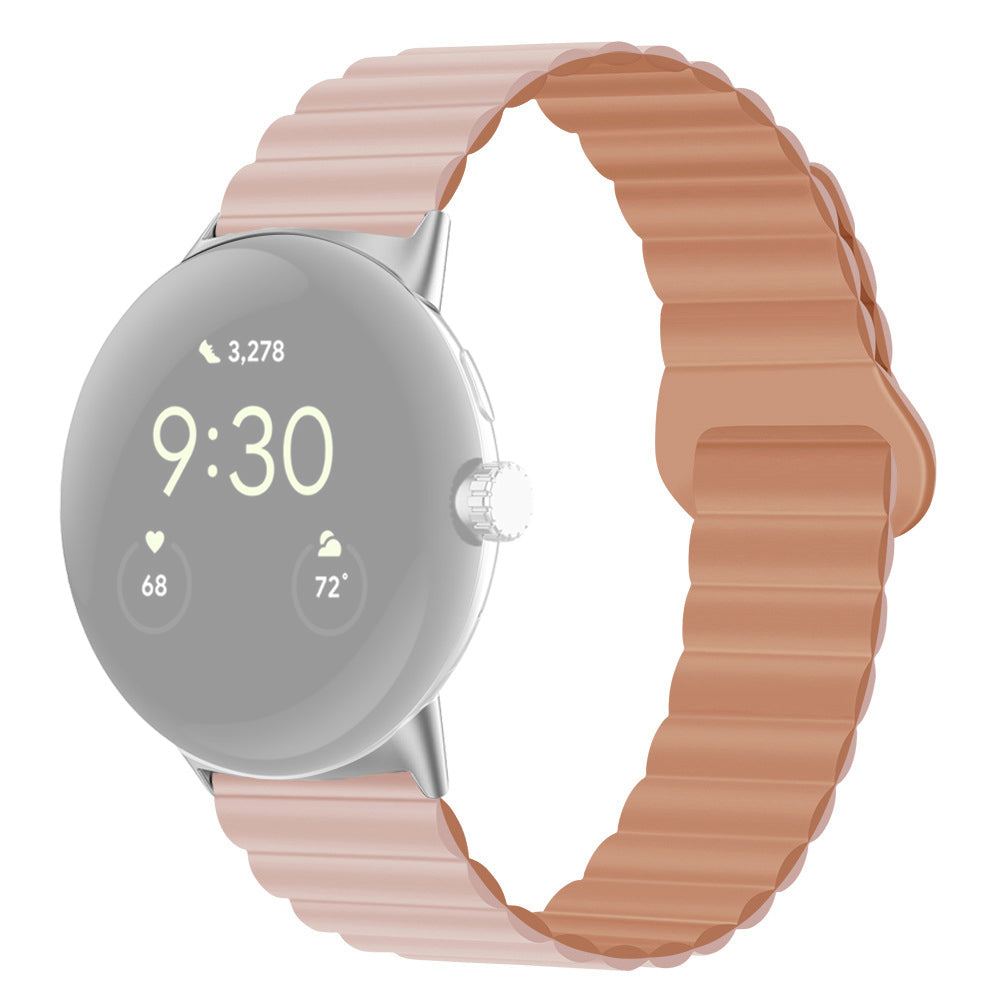 For Google Pixel Watch 2 Pixel Watch Dual-Color Silicone Replacement Strap 20mm Adjustable Magnetic Closure Watch Band For Google Pixel Watch 2 Pixel Watch Dual-Color Silicone Replacement Strap 20mm Adjustable Magnetic Closure Watch Band